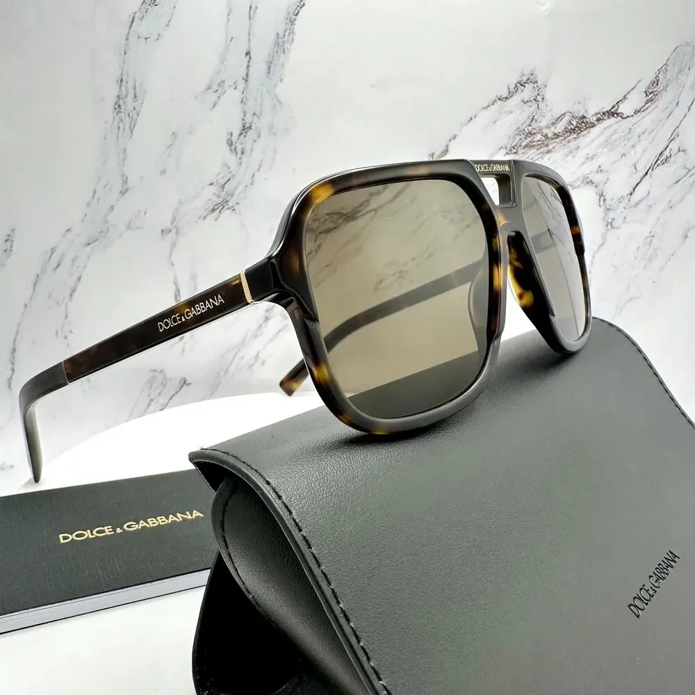 New Dolce & Gabbana Sunglasses Brown Aviator Pilot Gold